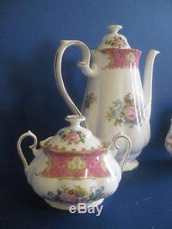 Royal Albert LADY CARLYLE Bone China 3pc Tea Set Teapot, Creamer & Sugar LNC