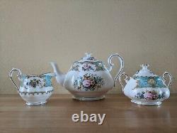 Royal Albert Lady Ascot tea set RARE! Teapot/Sugar dish/Creamer. Mint