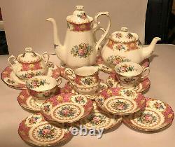 Royal Albert Lady Carlyle 17 Piece Bone China Set Coffee Pot, Teapot, Sugar Bowl+