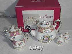Royal Albert Lady Carlyle 3 Piece Tea Set Tea Pot Suger Bowl Cream Jug