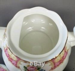 Royal Albert Lady Carlyle 3 Piece Tea Set -Teapot Sugar Creamer EXCELLENT With BOX