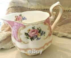 Royal Albert Lady Carlyle Bone China 3pc Tea Set, Teapot, Creamer, Covered Sugar