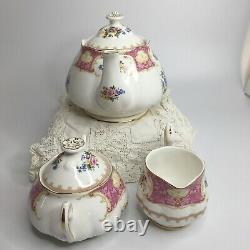 Royal Albert Lady Carlyle Tea Set Teapot Sugar Creamer Lids Bone China Floral