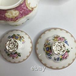 Royal Albert Lady Carlyle Tea Set Teapot Sugar Creamer Lids Bone China Floral