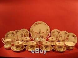 Royal Albert Lavender Rose Pattern, 22 Piece Tea Set, Includes Teapot, 1st Qlty