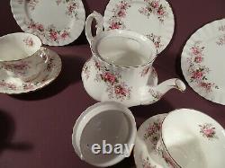 Royal Albert Lavender Rose Pattern, Tea Set For Four, Includes Teapot