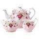 Royal Albert New Country Roses Pink Teapot/sugar/creamer Set Rrp $399.00