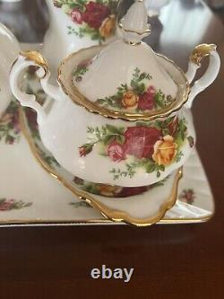 Royal Albert OLD COUNTRY ROSES Tea Pot Sugar Bowl Creamer Tray Tea Set