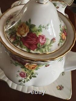 Royal Albert OLD COUNTRY ROSES Tea Pot Sugar Bowl Creamer Tray Tea Set