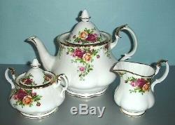 Royal Albert OLD COUNTRY ROSES Teapot-Sugar-Creamer 3 PC. Tea Completer Set New