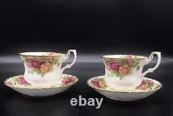 Royal Albert Old Country Rose TeaPot Sugar Creamer 2 Teacup & Saucers, 8 pc Set