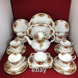 Royal Albert Old Country Roses 23 Pc Tea Set Teapot, 6x Cup Trios England