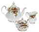 Royal Albert Old Country Roses 3-pc Tea Set Teapot Sugar Bowl Creamer Bone China