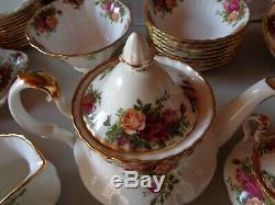 Royal Albert Old Country Roses Tea Pot, Creamer&sugar Set Mint