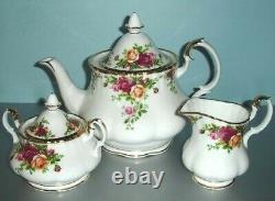 Royal Albert Old Country Roses Teapot-Sugar-Creamer 3 PC. Tea Completer Set New