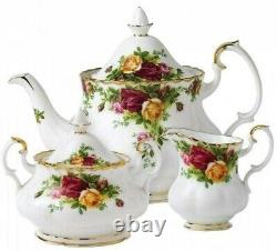 Royal Albert Old Country Roses Teapot-Sugar-Creamer 3 PC. Tea Completer Set New