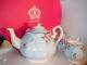 Royal Albert Polka Blue Rose Boxed Unused Teapot, Milk Jug & Sugar Bowl Set