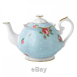 Royal Albert Polka Blue Vintage Teapot & Creamer Set