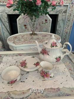 Royal Albert Prairie Rose tea set/Teapot, tea tile & creamer & open sugar (SALE)