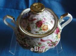 Royal Albert RUBY CELEBRATION 2002 TEA SET PINK CHINTZ Old Country Rose teapot +