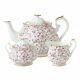 Royal Albert Rose Confetti 3-piece Tea Set Teapot Sugar And Creamer New