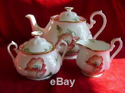 Royal Albert Tea Set Teapot Sugar Bowl Cream Jug 1970's Poppy New 100 Years