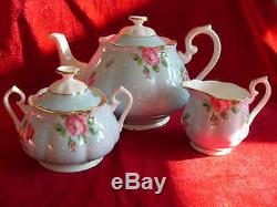 Royal Albert Tea Set Teapot Sugar Bowl Cream Jug Polka Blue Brand New Unused