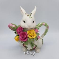 Royal Albert Teapot Old Country Roses Bunny Rabbit 3 Pc Teaset Creamer Sugar