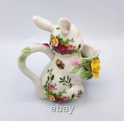 Royal Albert Teapot Old Country Roses Bunny Rabbit 3 Pc Teaset Creamer Sugar