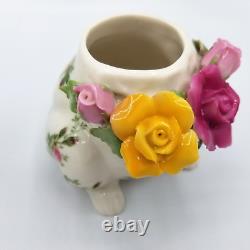 Royal Albert Teapot Old Country Roses Bunny Rabbit 3 Pc Teaset Creamer Sugar