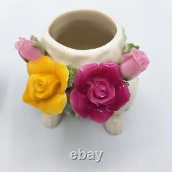 Royal Albert Teapot Old Country Roses Bunny Rabbit 3 Pc Teaset Creamer Sugar