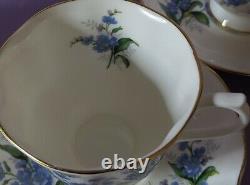 Royal Albert Teapot with Cups Saucers Blue Floral Forget Me Not Bone China Tea Set