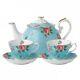 Royal Albert Teaware Polka Blue Teapot Tea Set For Two 3 Piece Set #polblu25823