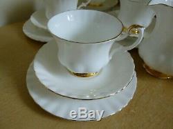 Royal Albert Val D'Or Tea Set inc Tea Pot White & Gold 25 Pieces