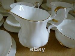 Royal Albert Val D'Or Tea Set inc Tea Pot White & Gold 25 Pieces