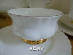 Royal Albert Val D'Or Tea Set inc Tea Pot White & Gold 25 Pieces