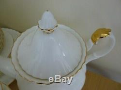 Royal Albert Val D'Or Tea Set inc Tea Pot White & Gold 25 Pieces