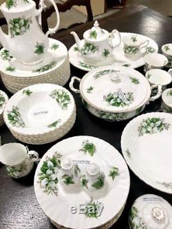 Royal Albert Vintage TRILLIUM 80 piece rare set & tea pot teapot FREE SHIPPING
