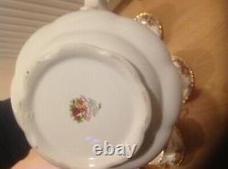 Royal Albert old country rose genuine tea pot (chip) set cake plate sugar bowl