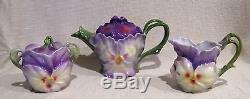 Royal Bayreuth Pansy Tea Set Teapot Sugar Bowl and Creamer