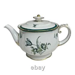 Royal Bayreuth Tea Pot Set SERVICE FOR 6 Teal Tulip Germany US Zone 15 Pc. 1950s
