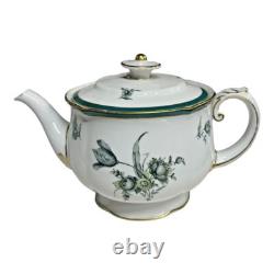 Royal Bayreuth Tea Pot Set SERVICE FOR 6 Teal Tulip Germany US Zone 15 Pc. 1950s