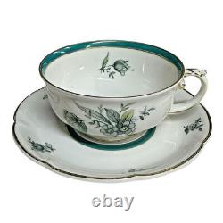 Royal Bayreuth Tea Pot Set SERVICE FOR 6 Teal Tulip Germany US Zone 15 Pc. 1950s