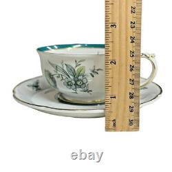 Royal Bayreuth Tea Pot Set SERVICE FOR 6 Teal Tulip Germany US Zone 15 Pc. 1950s