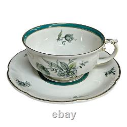 Royal Bayreuth Teal Tulip Tea Pot Set SERVICE FOR 6 Germany US Zone 15 Pc. 1950s