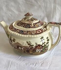 Royal Cauldon Transferware Tea Set, NATIVE, Sugar, Creamer, Teapot