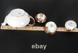 Royal Chelsea Golden Rose Tea Set Teapot Sugar Creamer Fine Bone China England