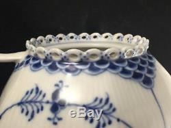 Royal Copenhagen Blue Fluted Full Lace Tea Set withPot & 6 Cups & Saucers #1118