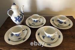 Royal Copenhagen Coffee Tea Set 14 Pieces Blue Flowers Braided Coffee Pot withLid