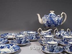 Royal Crown Derby Blue Mikado Coffee Set LARGE Teapot Blue White Dessert Plates